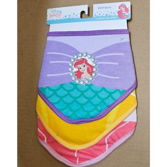 Disney Princess Bandana Bibs, Pack of 3 0-12 month NWT - Picture 1 of 2